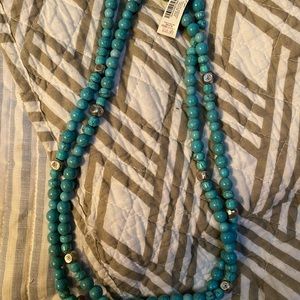 Chicos turquoise and silver bead necklace